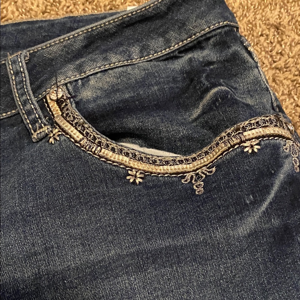 Cato 1946 Denim Embellished Cropped Jeans 28W - Picture 4 of 10